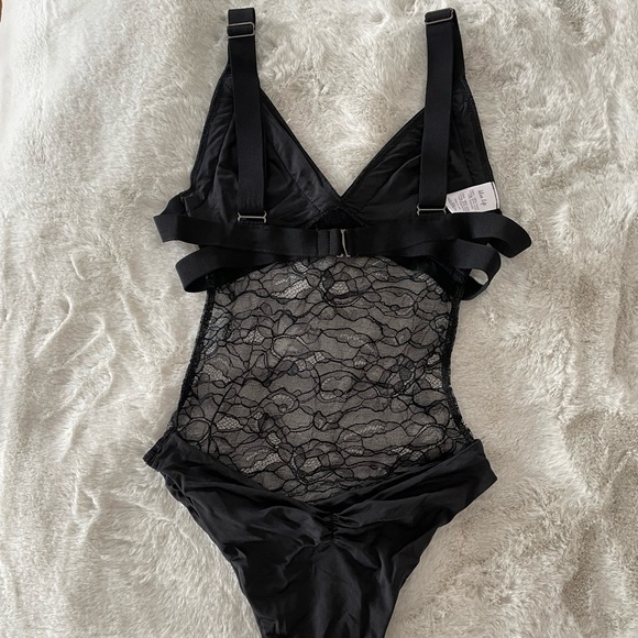 Planet Blue Life “Canne We Kiss Noit” lace black swimsuit/bodysuit - Picture 3 of 5